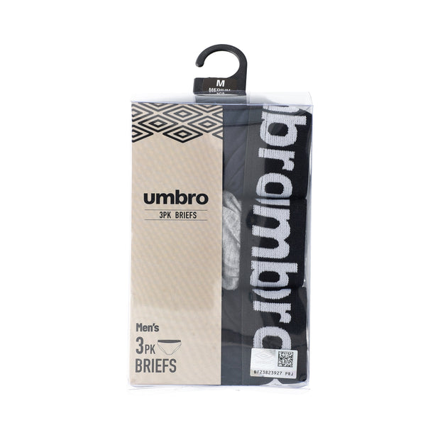 Umbro 3Pk Cotton Briefs - Black/Grey/Navy